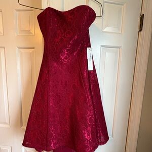 Strapless Red Lace Dress